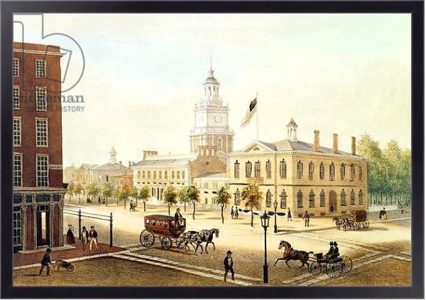 Постер State House, Philadelphia, engraved by Deroy с типом исполнения На холсте в раме в багетной раме 221-01