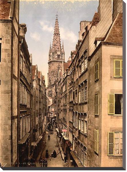 Постер Франция. Сен-Мало, главная улица с типом исполнения На холсте без рамы