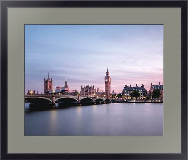 Постер Великобритания, Лондон. Вид на Биг Бен и мост с типом исполнения Под стеклом в багетной раме 221-01