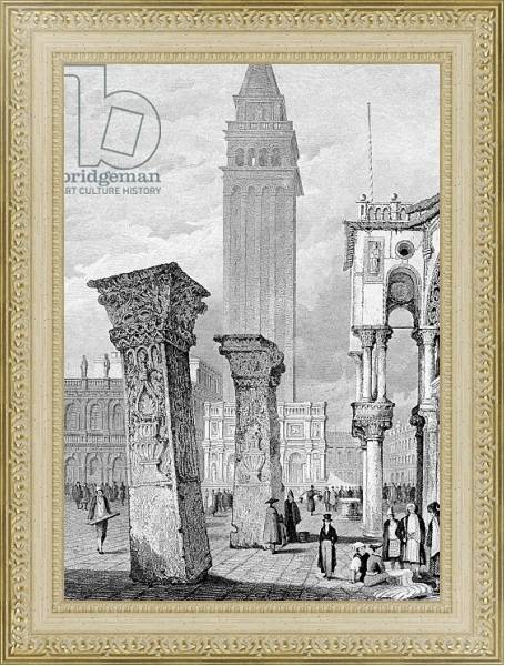 Постер St. Mark's Square, Venice, engraved by Edward John Roberts с типом исполнения Акварель в раме в багетной раме 484.M48.725