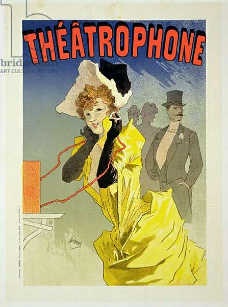 Постер Reproduction of a poster advertising 'Theatrophone', 1890 с типом исполнения На холсте без рамы