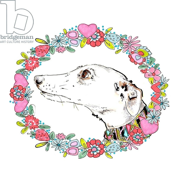 Постер Silvertips Greyhound With Floral Border, 2012 с типом исполнения На холсте без рамы