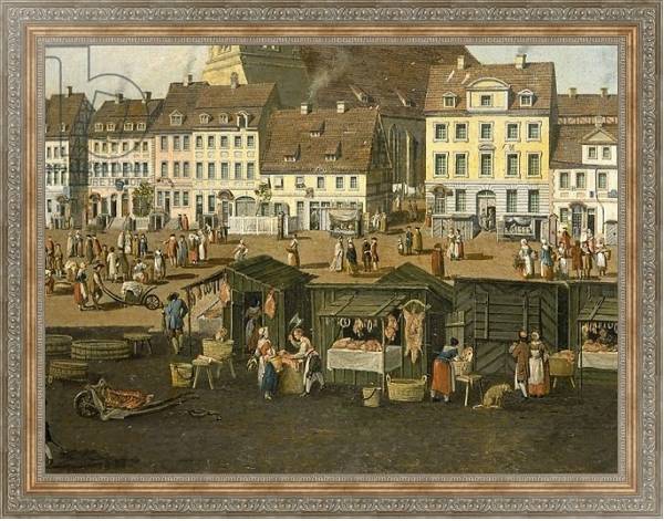 Постер The New Market in Berlin with the Marienkirche c.1770 с типом исполнения На холсте в раме в багетной раме 484.M48.310