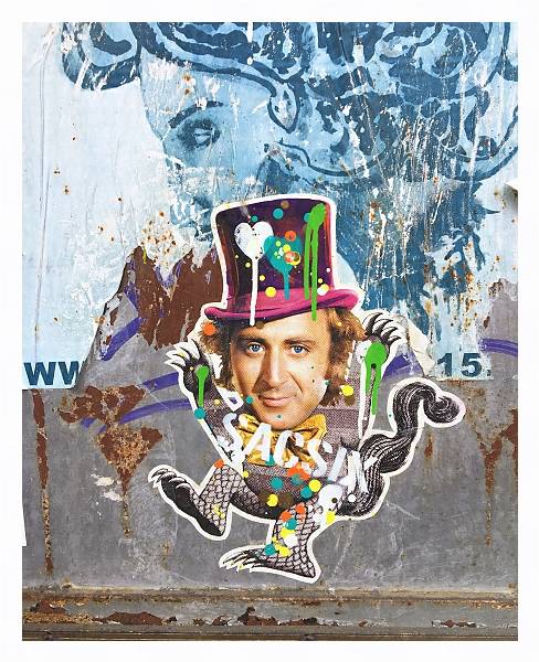 Постер Рисунок шляпника на стене с типом исполнения На холсте в раме в багетной раме 221-03