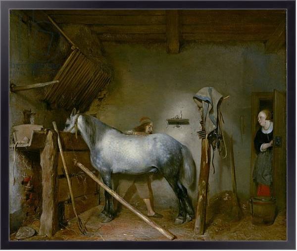 Постер Horse in a Stable, c.1652-54 с типом исполнения На холсте в раме в багетной раме 221-01