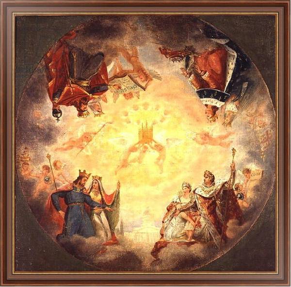 Постер Glory of St. Genevieve, study for the cupola of the Pantheon, c.1812 с типом исполнения На холсте в раме в багетной раме 35-M719P-83