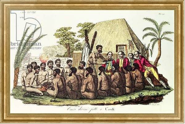 Постер Divine Offerings Made to Captain Cook in the Sandwich Islands с типом исполнения На холсте в раме в багетной раме NA033.1.051