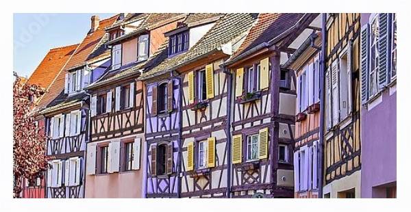 Постер Франция, Эльзас. Типичные дома Эльзаса с типом исполнения На холсте в раме в багетной раме 221-03