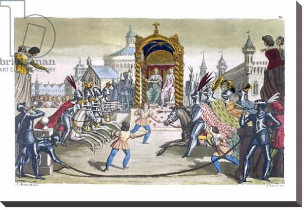 Постер Knights jousting before a King and Queen с типом исполнения На холсте без рамы