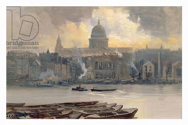 Постер St.Paul's from the River 1 с типом исполнения На холсте в раме в багетной раме 221-03