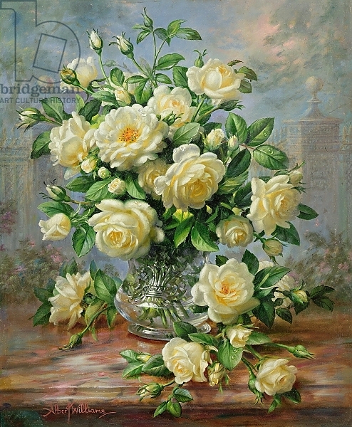 Постер Princess Diana Roses in a Cut Glass Vase с типом исполнения На холсте без рамы