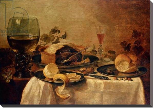 Постер Still Life with Fruit Pie, 1635 с типом исполнения На холсте без рамы