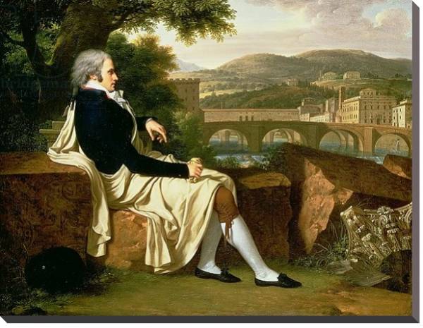 Постер Allen Smith seated Above the River Arno, contemplating Florence, 1797 с типом исполнения На холсте без рамы
