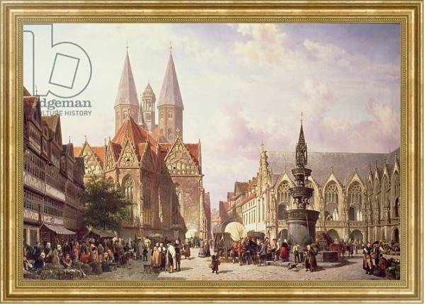 Постер Market Scene at Braunschweig с типом исполнения На холсте в раме в багетной раме NA033.1.051