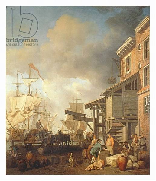 Постер A Thames Wharf, c.1750's с типом исполнения На холсте в раме в багетной раме 221-03