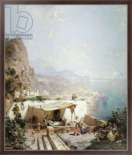 Постер Amalfi - Gulf of Salerno; Amalfi - Golfe de Salerne, с типом исполнения На холсте в раме в багетной раме 221-02