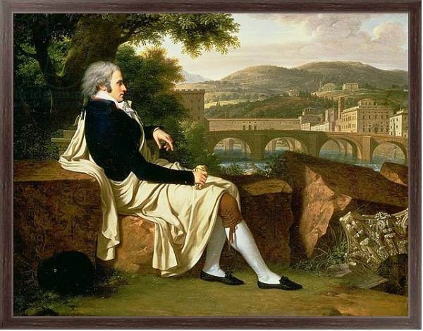 Постер Allen Smith seated Above the River Arno, contemplating Florence, 1797 с типом исполнения На холсте в раме в багетной раме 221-02