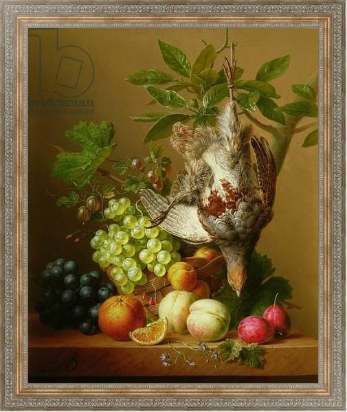 Постер Still Life with Fruit and a Dead Partridge с типом исполнения На холсте в раме в багетной раме 484.M48.310