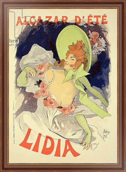 Постер Reproduction of a poster advertising 'Lidia', at the Alcazar d'Ete, 1895 с типом исполнения На холсте в раме в багетной раме 35-M719P-83