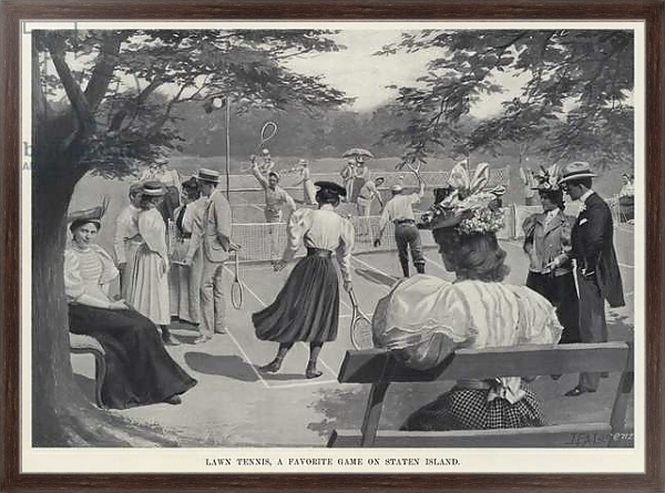 Постер Lawn Tennis, a Favorite Game on Staten Island с типом исполнения На холсте в раме в багетной раме 221-02