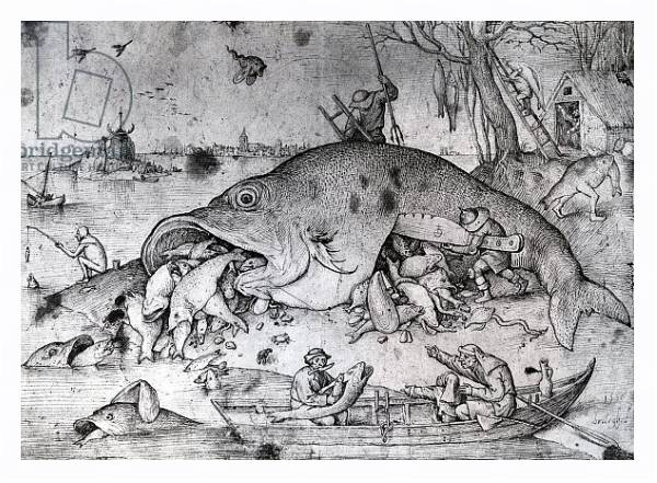 Постер Big fishes eat small ones, 1556 с типом исполнения На холсте в раме в багетной раме 221-03