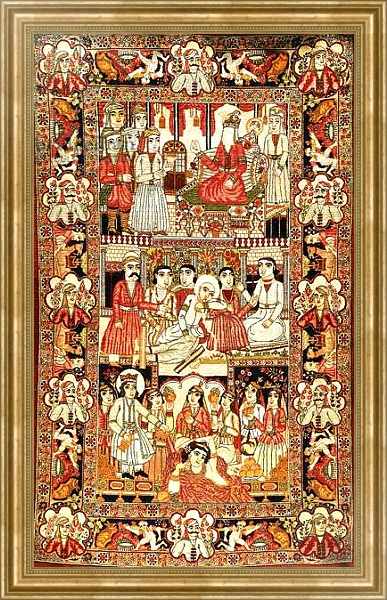 Постер An antique pictorial Kirman rug, с типом исполнения На холсте в раме в багетной раме NA033.1.051