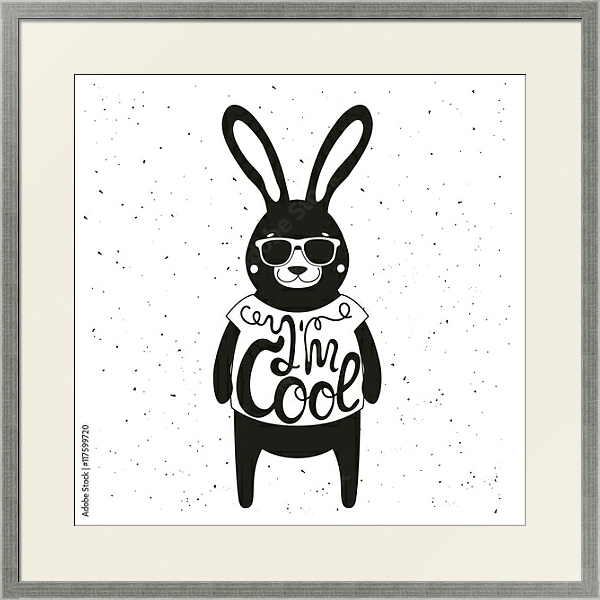 Постер Стильный кролик в солнцезащитных очках с типом исполнения Под стеклом в багетной раме 1727.2510