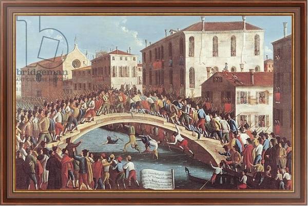 Постер Battle with Sticks on the Ponte Santa Fosca, Venice с типом исполнения На холсте в раме в багетной раме 35-M719P-83