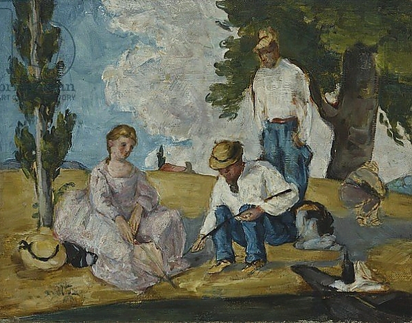 Постер Picnic on a Riverbank, 1873-74 с типом исполнения На холсте без рамы