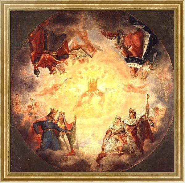 Постер Glory of St. Genevieve, study for the cupola of the Pantheon, c.1812 с типом исполнения На холсте в раме в багетной раме NA033.1.051