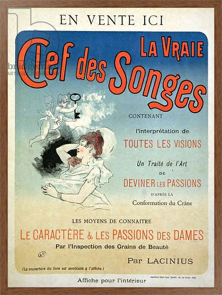 Постер Poster advertising the book 'La Vraie Clef des Songes' by Lacinius, 1892 с типом исполнения На холсте в раме в багетной раме 1727.4310