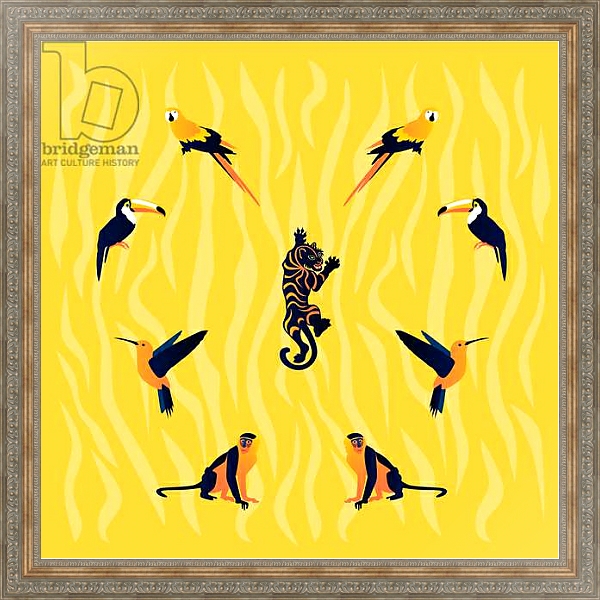 Постер animals-yellow-black с типом исполнения На холсте в раме в багетной раме 484.M48.310