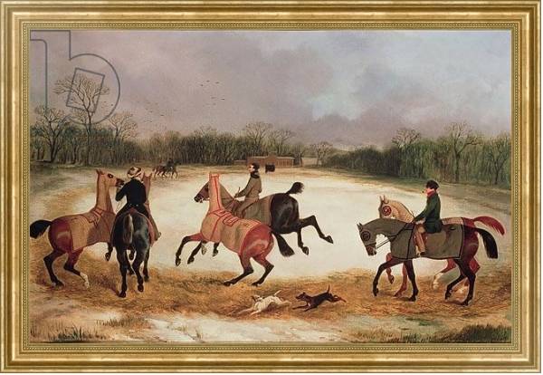 Постер Grooms exercising racehorses с типом исполнения На холсте в раме в багетной раме NA033.1.051
