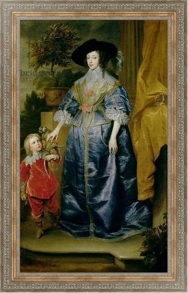 Постер Queen Henrietta Maria and her dwarf Sir Jeffrey Hudson, c.1633 с типом исполнения На холсте в раме в багетной раме 484.M48.310