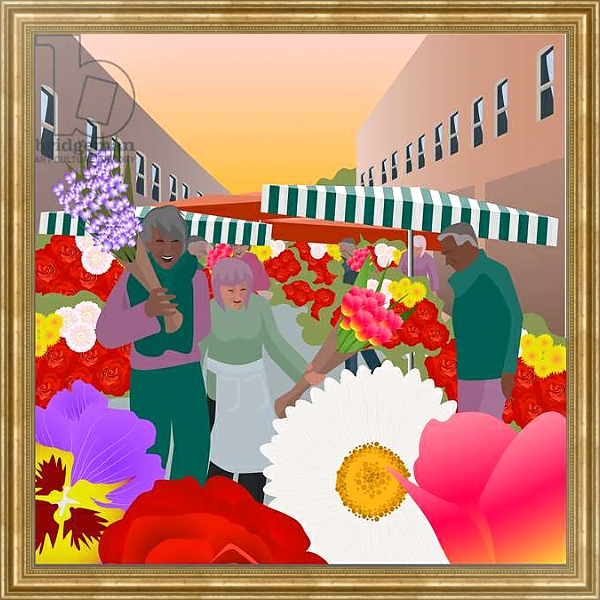 Постер Flower Market at Columbia Road с типом исполнения На холсте в раме в багетной раме NA033.1.051