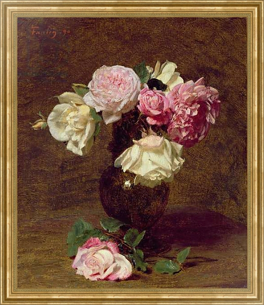 Постер Pink and White Roses с типом исполнения На холсте в раме в багетной раме NA033.1.051