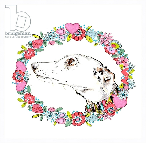 Постер Silvertips Greyhound With Floral Border, 2012 с типом исполнения На холсте в раме в багетной раме 221-03