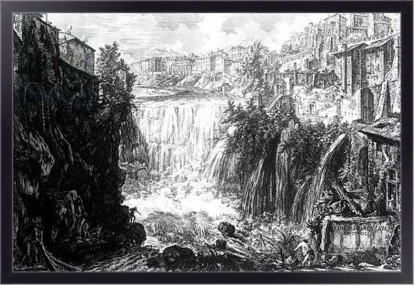 Постер View of the Waterfall at Tivoli, from the 'Views of Rome' series, c.1760 с типом исполнения На холсте в раме в багетной раме 221-01