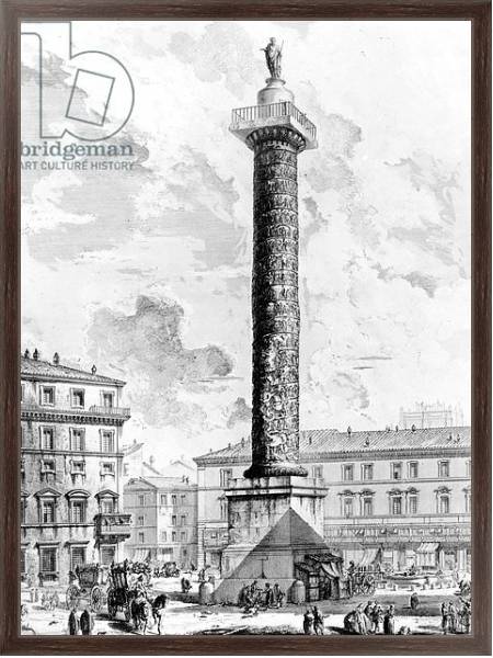 Постер View of the Column of Marcus Aurelius in the Piazza Colonna, from the 'Views of Rome' series, c.1760 с типом исполнения На холсте в раме в багетной раме 221-02