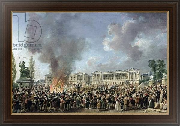 Постер The Celebration of Unity, Destroying the Emblems of Monarchy, Place de la Concorde, 10th August 1793 с типом исполнения На холсте в раме в багетной раме 1.023.151