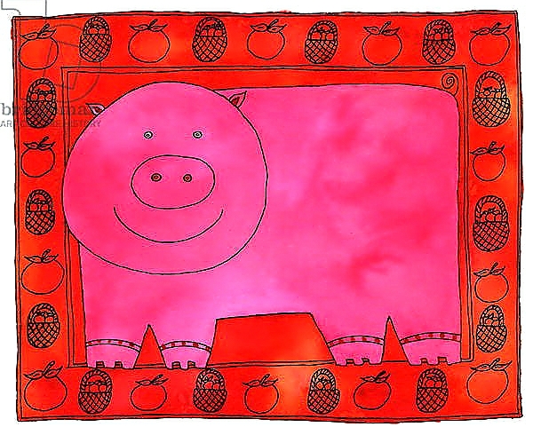 Постер Pig and Apples, 2003 с типом исполнения На холсте без рамы