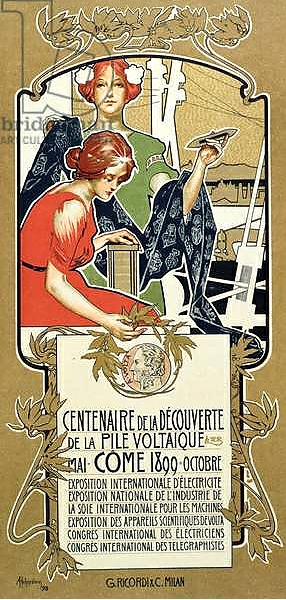 Постер Poster advertising the Centenary of the Discovery of the Voltaic Pile, 1899 с типом исполнения На холсте без рамы