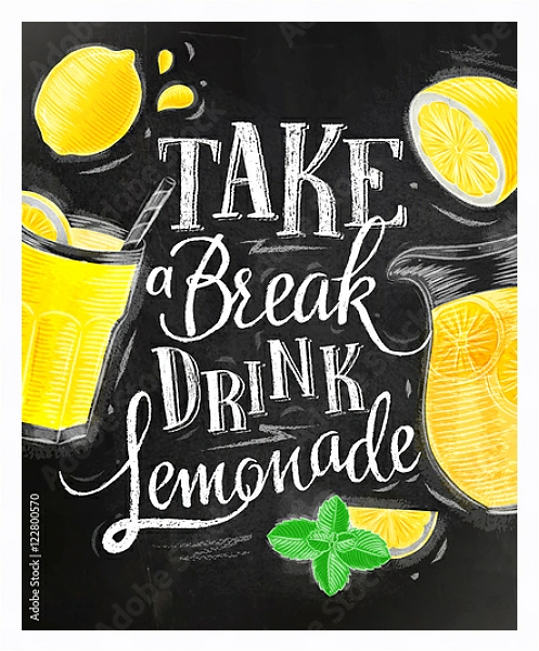 Постер Постер с лимонадом с типом исполнения На холсте в раме в багетной раме 221-03