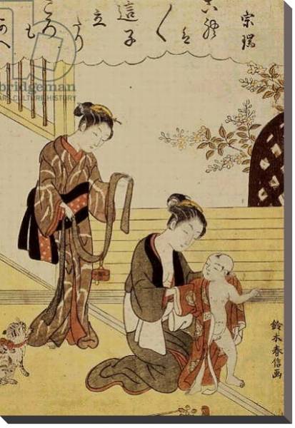 Постер P.312-1941 A mother dressing her young son in a kimono, с типом исполнения На холсте без рамы
