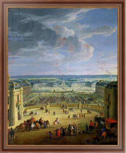 Постер Perspective View from the Chateau of Versailles of the Place d'Armes and the Stables, 1688 с типом исполнения На холсте в раме в багетной раме 35-M719P-83