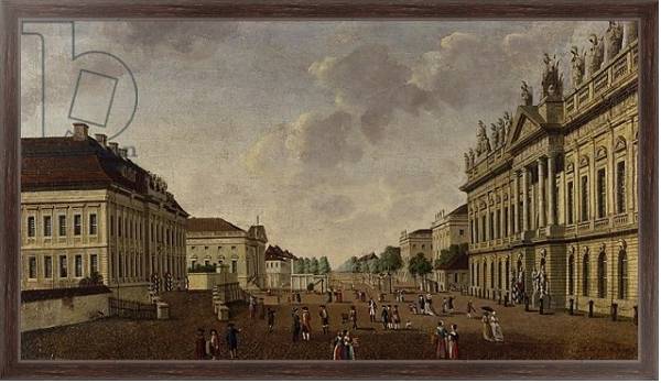 Постер View of the armory and Unter den Linden Street, 1786 с типом исполнения На холсте в раме в багетной раме 221-02