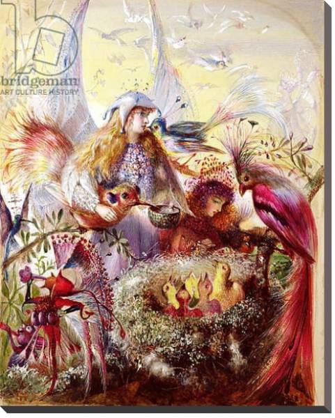 Постер Fairies with Birds с типом исполнения На холсте без рамы
