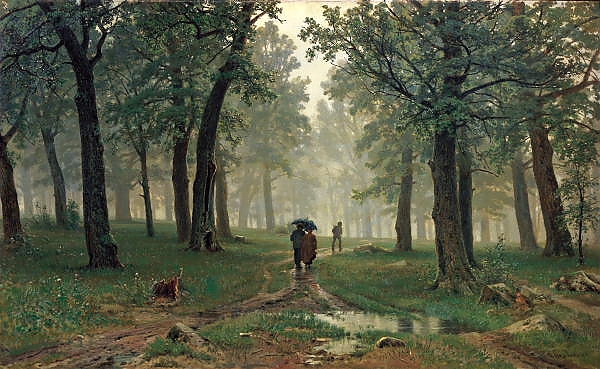 Постер Дождь в дубовом лесу. 1891 с типом исполнения На холсте без рамы
