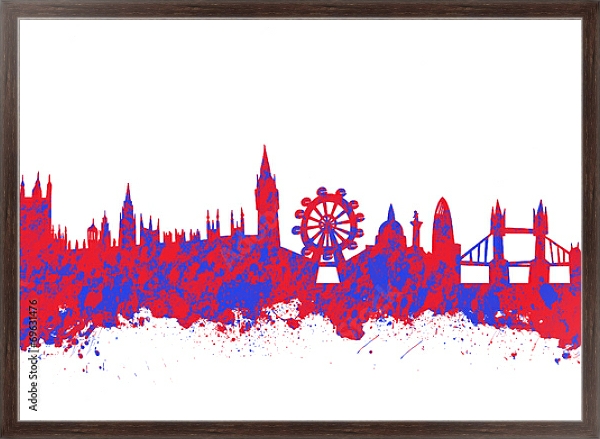 Постер Акварельный художественный оттиск лондонского горизонта с типом исполнения На холсте в раме в багетной раме 221-02