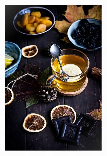 Постер Лимонный чай с горьким шоколадом с типом исполнения На холсте в раме в багетной раме 221-03